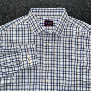 UNTUCKit Shirt Mens Medium Blue Plaid Long Sleeve Button Up Nylon